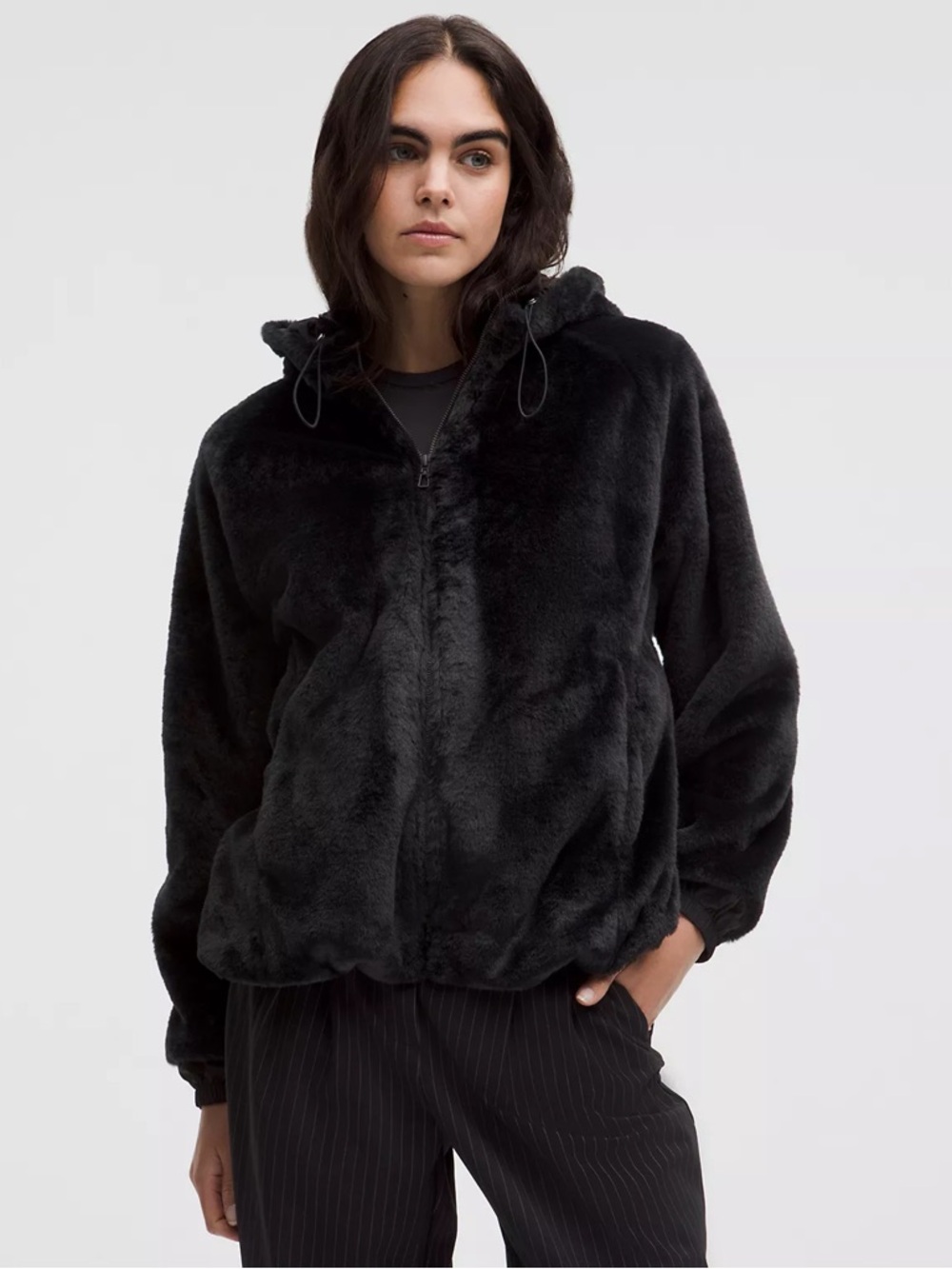 Lululemon Faux Fur Hooded Zip Jacket